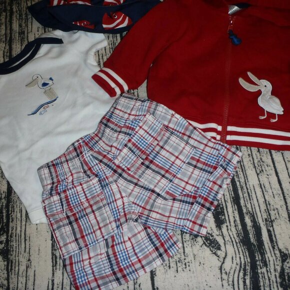 Gymboree Pelican Catch 3-6 Month Shorts Bodysuit Hat Jacket Outfit NWT - Picture 3 of 3